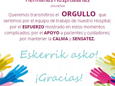 Ahizpa Ospitalarien komunikatua koronabirusaren aurrean