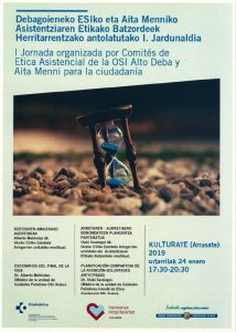 I Jornada abierta sobre el final de la vida en Kulturate de Arrasate-Mondragón Bizitzaren amaierari buruzko jardunaldia Arrasateko Kulturate aretoan