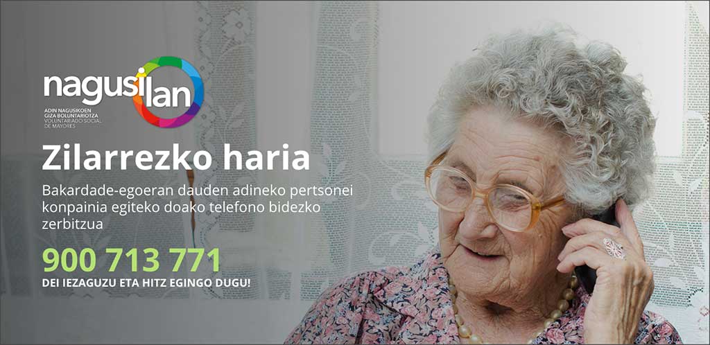 "Zilarrezko haria", Nagusilaneko adinekoentzako telefono laguntza Nagusilan - Zilarrezko haria