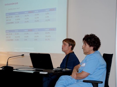 Sindrome metabolikoaren interbentzioa eta prebentzioa Aita Mennin Eva Cobos eta Mercedes Goñi erizainak, mintzaldian zehar