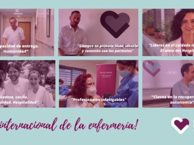 Cartel que muestra a personal de enfermería de diversos centros de Hermanas Hospitalarias