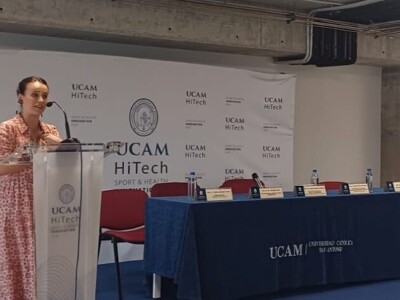 Nerea Meabe, durante su intervención en la UCAM