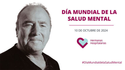 Hermanas Hospitalarias celebra el Día Mundial de la Salud Mental 2024 Imagen en blanco y negro de un hombre, sobre un fondo blanco