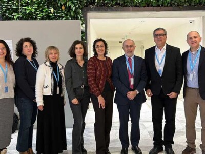 Fundación Hospitalarias y San Juan de Dios España se reúnen en con responsables de la OMS en el marco de Quality Rights De derecha a izquierda: Pedro Roy, director médico de la Fundación Hospitalarias Barcelona Nord; Francisco del Olmo, director corporativo asistencial y educativo la Fundación Hospitalarias; Josep Pifarré, director corporativo asistencial de la OHSJD España; Devora Kestel, directora de Salud Mental, Salud Cerebral y Consumo de Sustancias de la OMS; Michelle Funk, jefa de la Unidad de Política, Derecho y Derechos Humanos de la OMS; Cristina Molina, coordinadora del Grupo Europeo de Salud Mental de la OHSD y directora asistencial de la UT1 de la OHSD España; Mònica Fidelis, project manager de SOM360; y Meritxell Centeno, directora de desarrollo estratégico asistencial de la Fundación Hospitalarias Sant Boi.