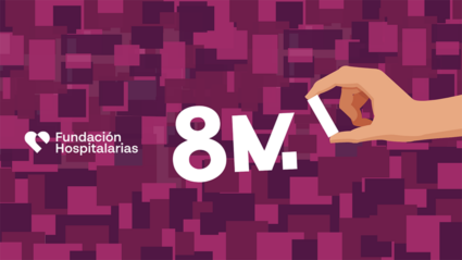 Ilustración en la que una mano sostiene una pieza que falta en la letra eme junto a un número 8