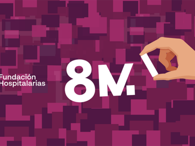 Ilustración en la que una mano sostiene una pieza que falta en la letra eme junto a un número 8