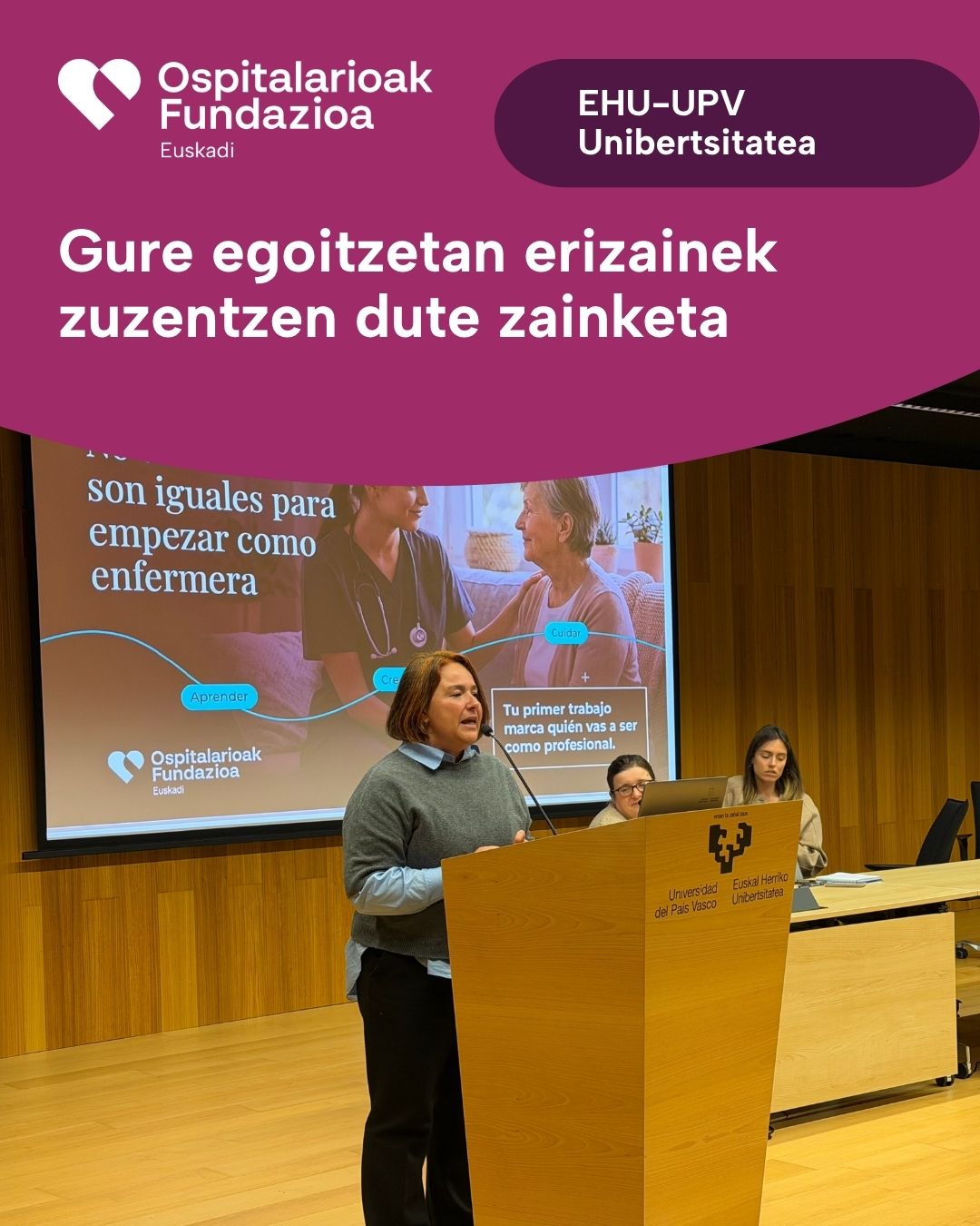 Erizaintza osasun mentalean: prestakuntza, praktikak eta etorkizun profesionala Gipuzkoan EHUko Gipuzkoako Erizaintza Fakultatean egindako aurkezpena, osasun mentaleko erizaintzari eta aukera profesionalei buruzkoa